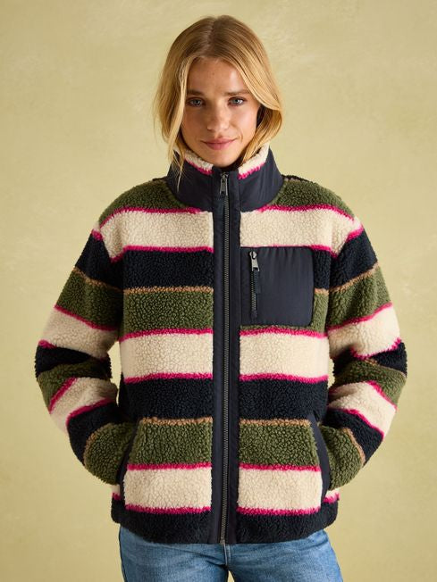 Joules Lottie Borg Fleece Jacket - Multi Stripe