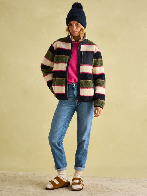 Joules Lottie Borg Fleece Jacket - Multi Stripe