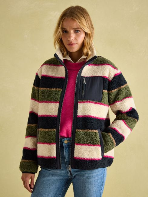 Joules Lottie Borg Fleece Jacket - Multi Stripe