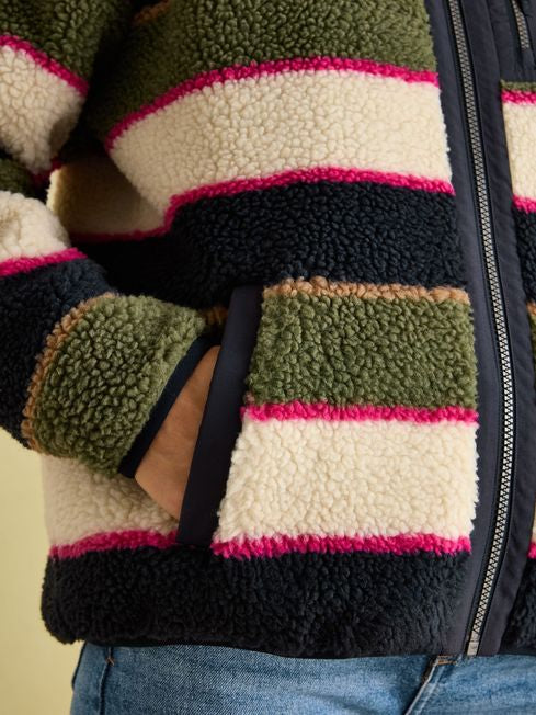 Joules Lottie Borg Fleece Jacket - Multi Stripe