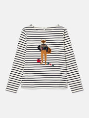 Joules Festive Fox Harbour Boat Neck Breton Top - Multi/White