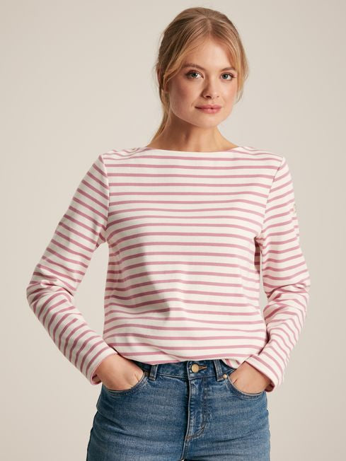 Joules New Harbour Striped Boat Neck Breton Top - Pink Stripe