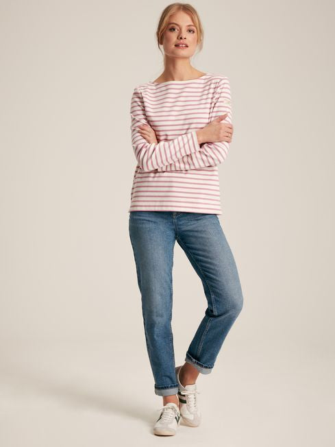 Joules New Harbour Striped Boat Neck Breton Top - Pink Stripe