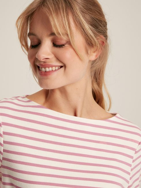 Joules New Harbour Striped Boat Neck Breton Top - Pink Stripe