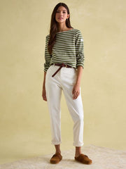 Joules New Harbour Striped Boat Neck Breton Top - Green Stripe