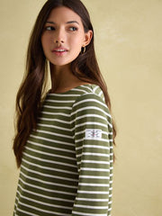 Joules New Harbour Striped Boat Neck Breton Top - Green Stripe