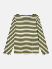 Joules New Harbour Striped Boat Neck Breton Top - Green Stripe