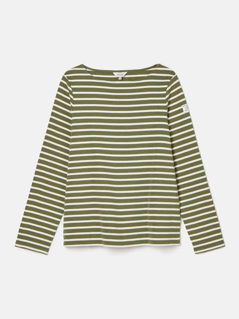 Joules New Harbour Striped Boat Neck Breton Top - Green Stripe