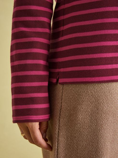 Joules New Harbour Striped Boat Neck Breton Top - Pink/Plum Stripe