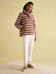 Joules Burnham Funnel Neck Quarter Zip Sweatshirt - Chocolate/Pink