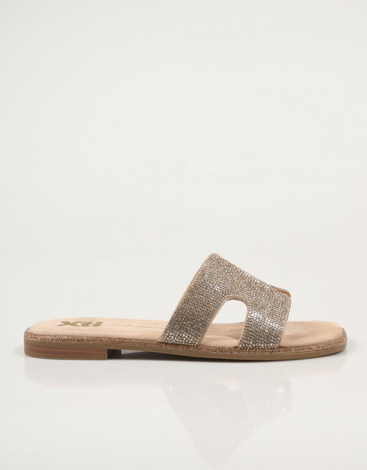 Diamante Slides - Beige