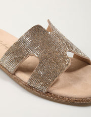 Diamante Slides - Beige