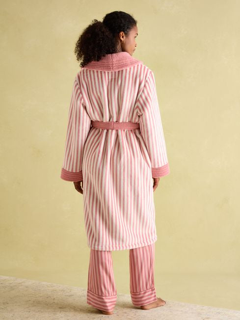 Joules Matilda Fleece Lined Stripe Dressing Gown - Pink