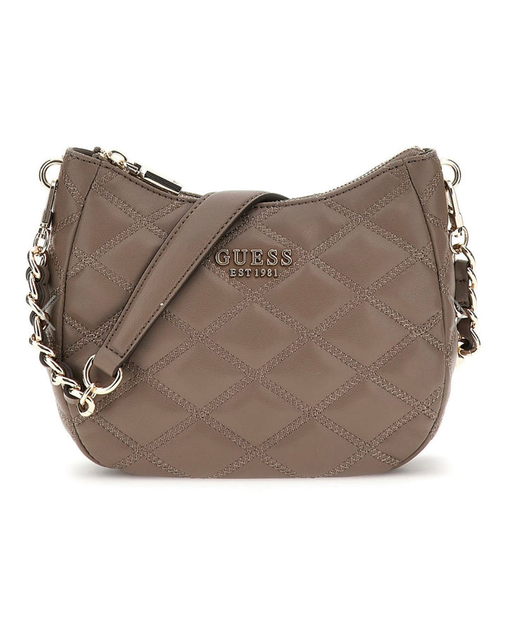 Guess Tasmin Top Zip Shoulder Bag - Dark Taupe