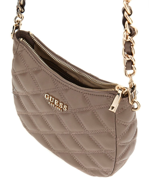 Guess Tasmin Top Zip Shoulder Bag - Dark Taupe