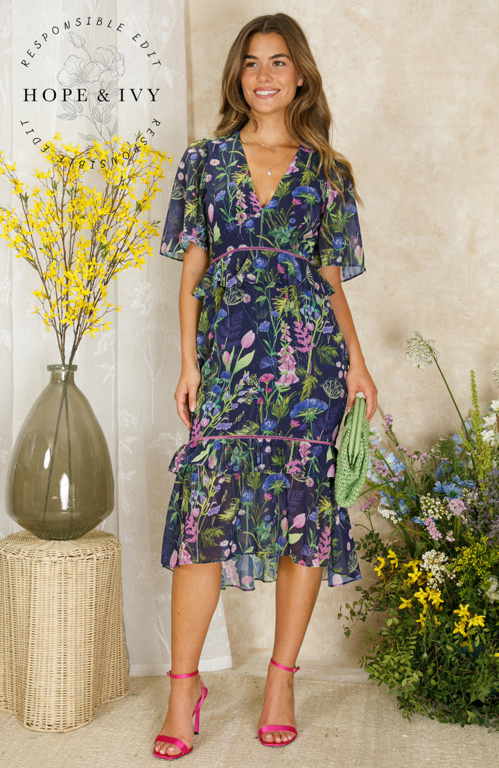 Naomi Dress - Navy & Purple