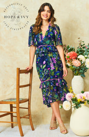 Naomi Dress - Navy & Purple