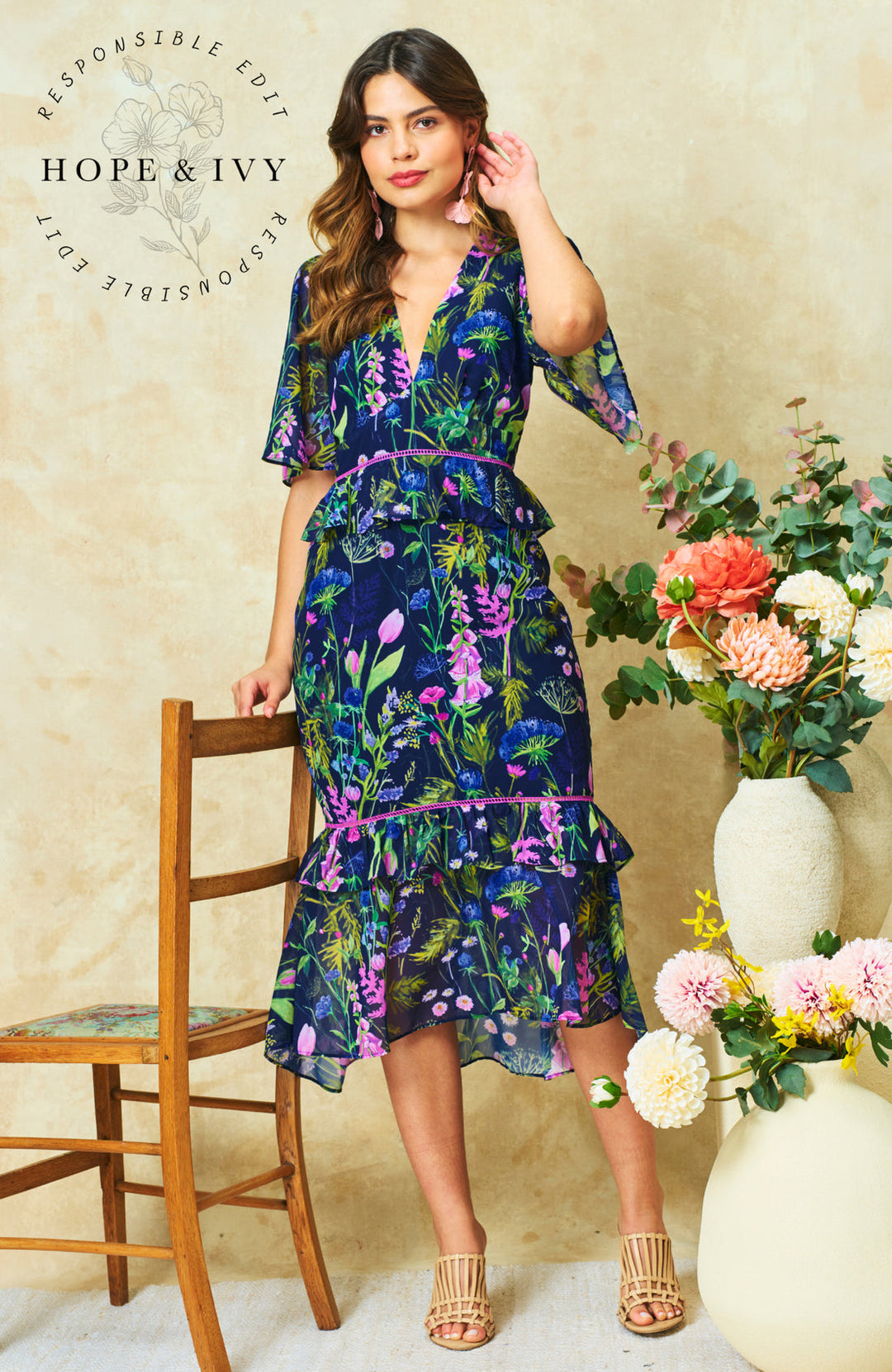 Naomi Dress - Navy & Purple