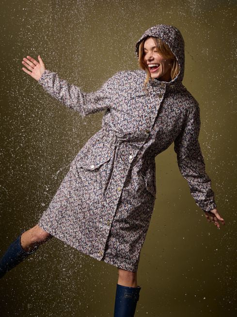 Joules Holkham Waterproof Packable Raincoat With Hood Ditsy Floral Spoilt Belle Boutique Online