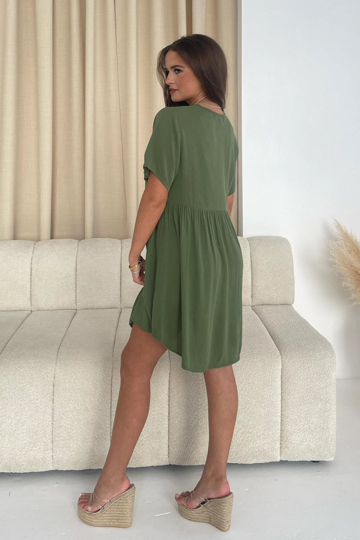 Georgina Smock Dress - Khaki