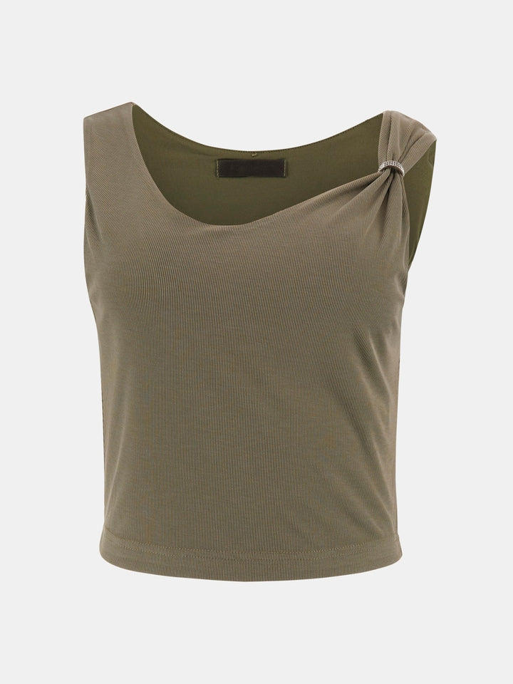 Guess Aimee Jewel Drape Top - Mossy Green