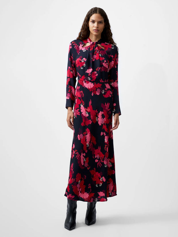 French Connection Foliage Chiara Knot Dress - Blackout Multi