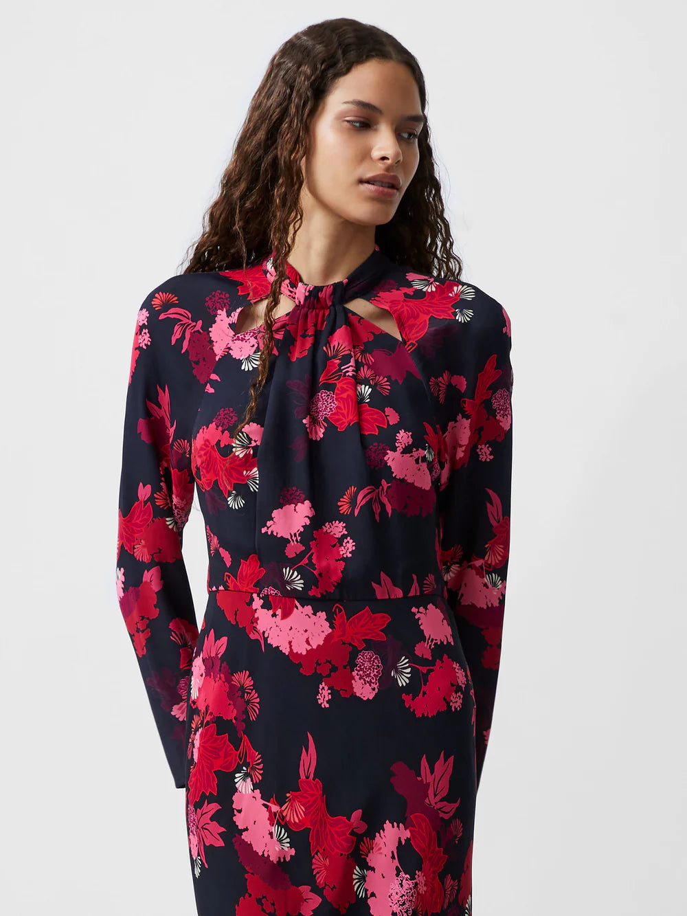 French Connection Foliage Chiara Knot Dress - Blackout Multi