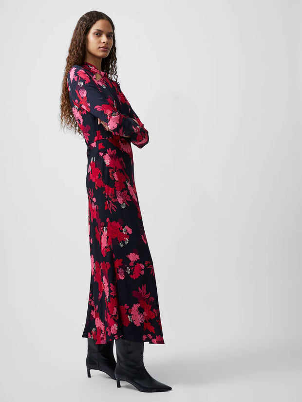 French Connection Foliage Chiara Knot Dress - Blackout Multi