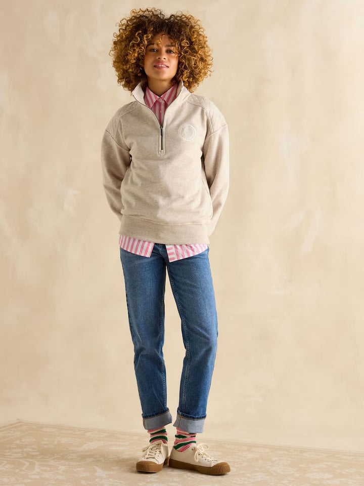 Joules Racquet Half Zip Sweatshirt - Cream