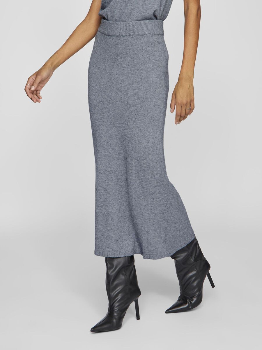 Lilo Knitted Midi Skirt - Medium Grey Melange