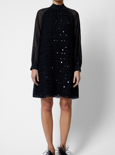 French Connection Carina Embellished Dress - Blackout