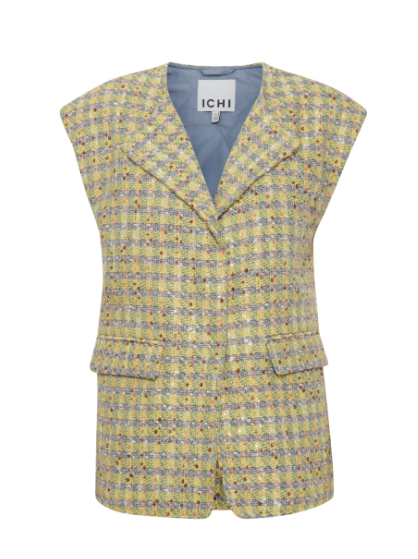 Anecta Waist Coat - Lime Green Tweed