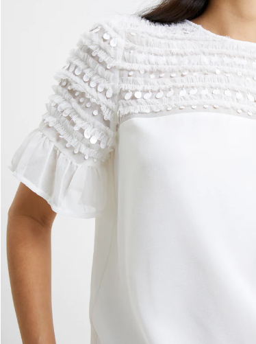 French Connection Carina Embellished Top - Winter White