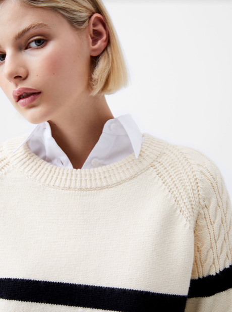 French Connection Quinley Striped Jumper - Classic Cream/Black