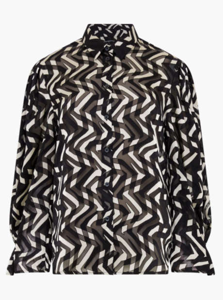 Diandra Satin Burnout Blouse -  Black/Cream