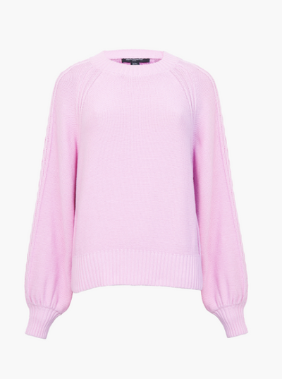 French Connection Lily Cable Sleeve Jumper - Bubblegum