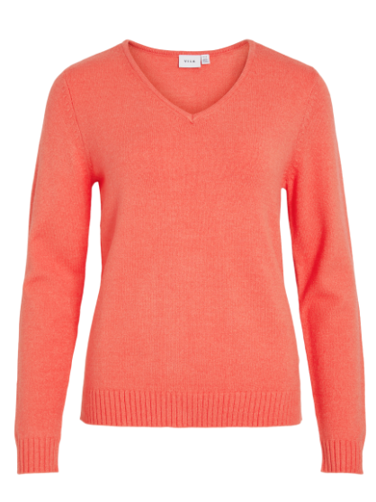 Ril V-Neck Knit Top - Coral