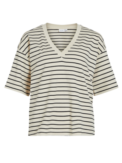 Sinny V-Neck Top - Birch/Black