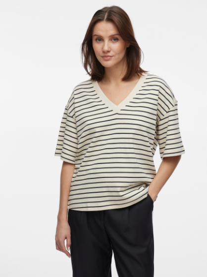 Sinny V-Neck Top - Birch/Black