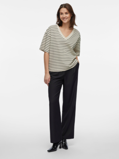 Sinny V-Neck Top - Birch/Black