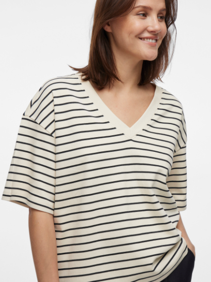 Sinny V-Neck Top - Birch/Black