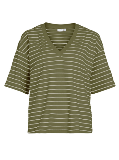 Sinny V-Neck Top - Olive/Birch