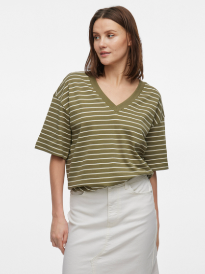 Sinny V-Neck Top - Olive/Birch