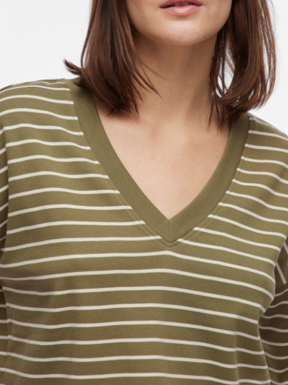 Sinny V-Neck Top - Olive/Birch