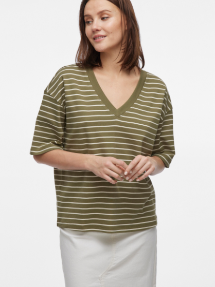 Sinny V-Neck Top - Olive/Birch