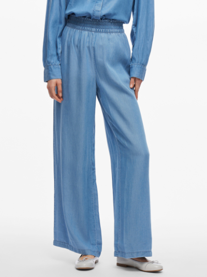 Givani Wide Leg Pants - Light Blue Denim