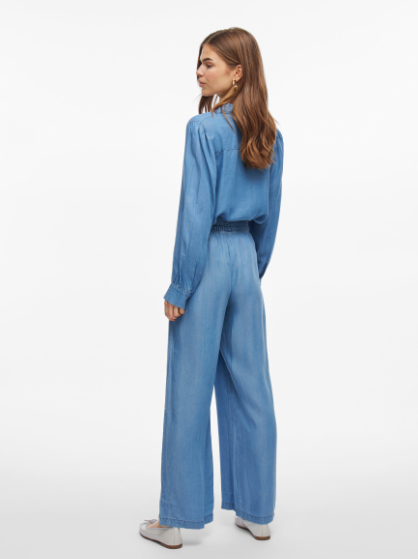 Givani Wide Leg Pants - Light Blue Denim