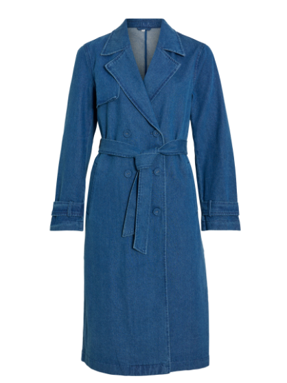 Denim Trench Coat - Medium Blue Denim