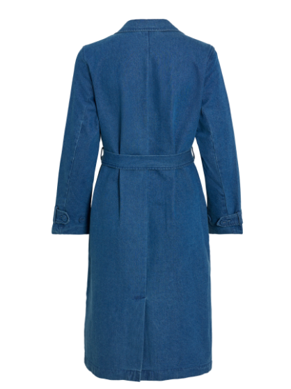 Denim Trench Coat - Medium Blue Denim