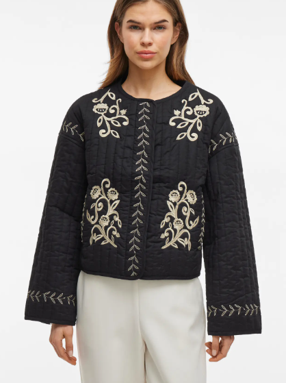 Sky Embroidered Jacket - Black